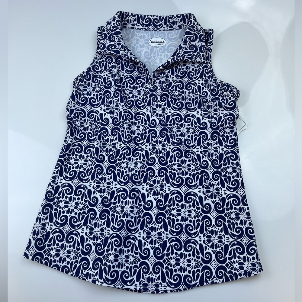 SOUTHWIND Navy UPF 50 Pebble Beach Top in Navy Tahiti N249